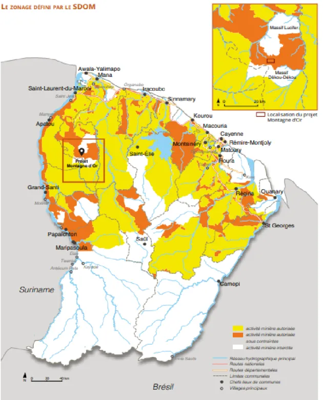 Figure 4.3 Situation géographique de l’exploitation minière de Montagne d’Or (tiré de: Montage d’Or,  2018a) 