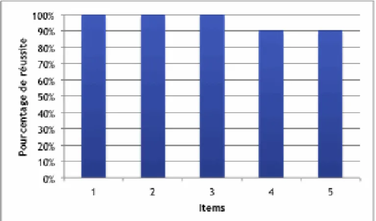 Figure 6. Pourcentage de réussite par item pour la tâche de catégorisation du phonème final.