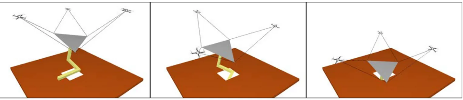 Fig. 4. The Puzzle problem: the FlyCrane has to get a 3D puzzle piece through a hole.