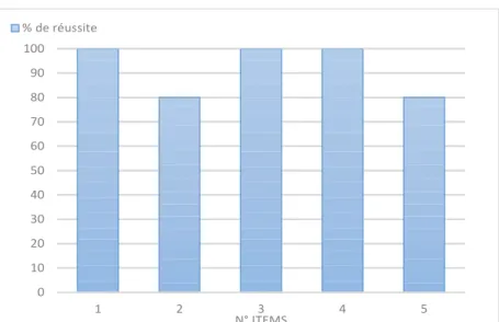 Figure 5. Pourcentage de réussite par item à la tâche de catégorisation du phonème initial.