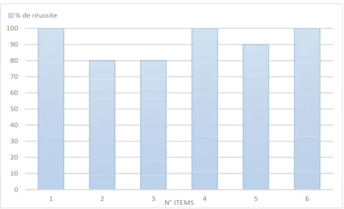 Figure 6. Pourcentage de réussite par item à la tâche de catégorisation du phonème final.