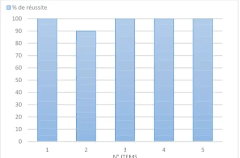 Figure 10. Pourcentage de réussite par item à la tâche de soustraction du phonème final.