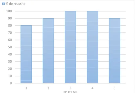 Figure 14. Pourcentage de réussite par item à la tâche de substitution du phonème initial.