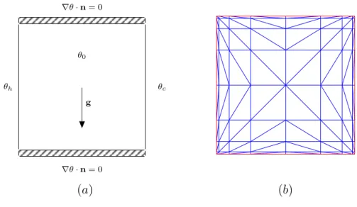 Figure 3.10: (a) : La cavité chauffée. (b) : Le maillage.