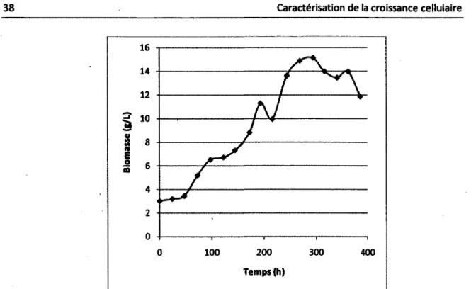 Figure 4.1 : Exemple de l'évolution de la biomasse sèche lors d'un suivi de culture cellulaire  d'Arabidopsis thaliana