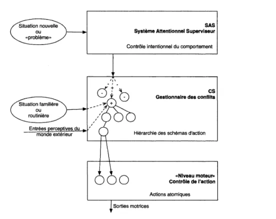 Figure 4.2 - Interaction entre les modules du modele de Norman et Shallice 
