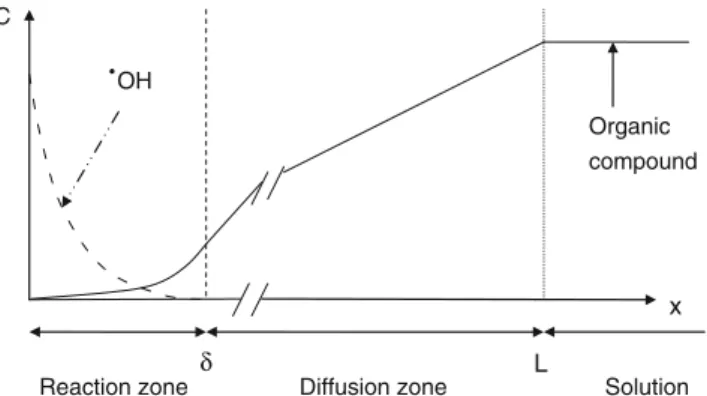 Fig. 1 Simulated concentration profiles of hydroxyl radicals according to Eqs. 3–10.
