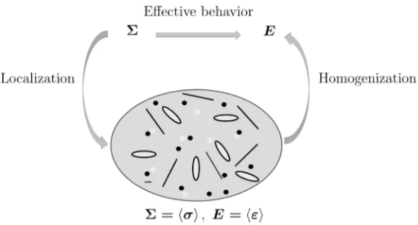 Figure I .1: The effective behavior of the composite is computed on a RVE of the microstructure