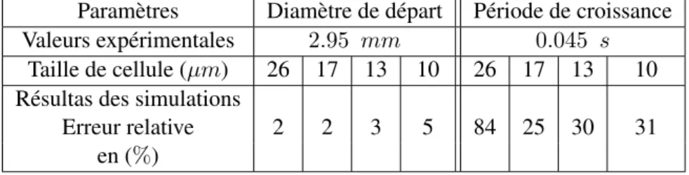 Tableau 4.1 – Résultats Son et Dhir sans modèle