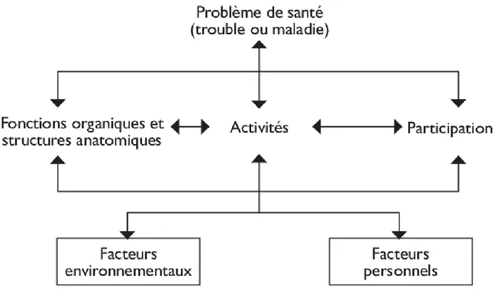 Figure 2 : Schéma conceptuel de la Classification Internationale du Fonctionnement (Winance M., 2008)