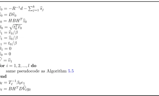 Table 5.5: A summary of the characteristics of Algorithms 3.2 and 4.4. Approach (E) is defined in Section 3.1.