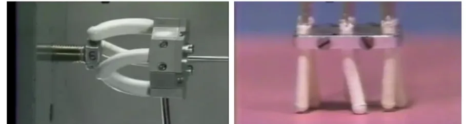 Figure 1.1: Soft robots from (Suzumori 1996). (left) Soft robot ables to screw a bolt.
