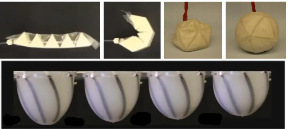 Figure 1.7: (top-left) Vacuum actuation from (Li et al. 2017). (top-right) Jamming mechanism from (Steltz et al