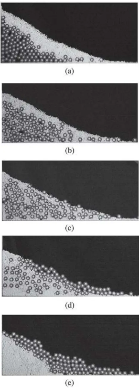 Fig. 6. High-speed video images of the collapse for Case 3 at t = 0 (a), t = 0.2 s (b), t = 0.4 s (c) and t = 0.6 s (d).