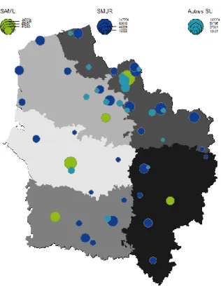 Figure 2 : Cartographie des structures d’urgence des Hauts-de-France (DREES) . 