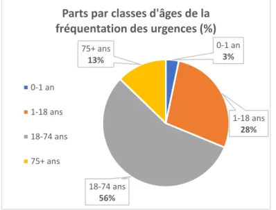 Figure 5 : Description par classes d’âge des  patients  se  rendant  aux  urgences  (syn@pse)