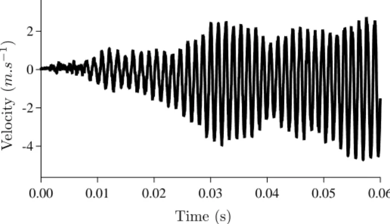 Figure 3: Azimuthal velocity measured by a probe located in a quiet zone of the casing.
