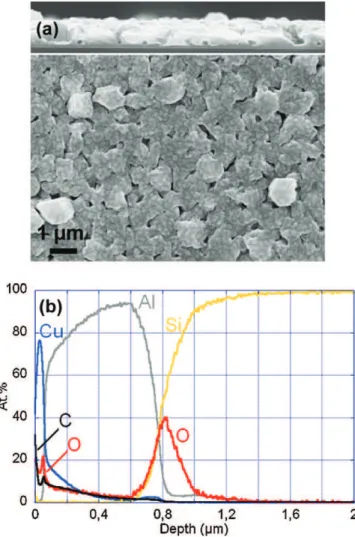 Fig. 1. Surface SEM micrograph of an Al film deposited on thermally grown silica in the adopted conditions with in situ plasma pre-treatment.