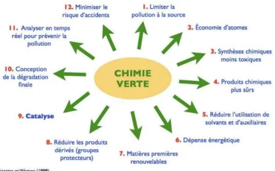 Figure 4 : principe de la chimie verte par Anastas et Warner [6]