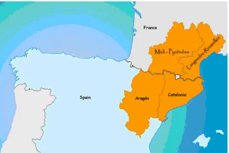 Fig. 1. The four regions of study in Spain and France.