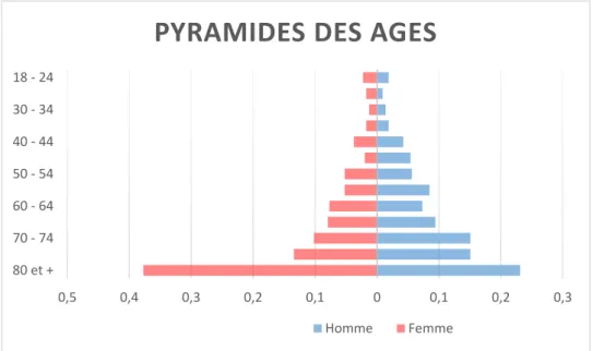 Figure 1: Pyramides des âges de la population Bas-Normande atteinte de LAM