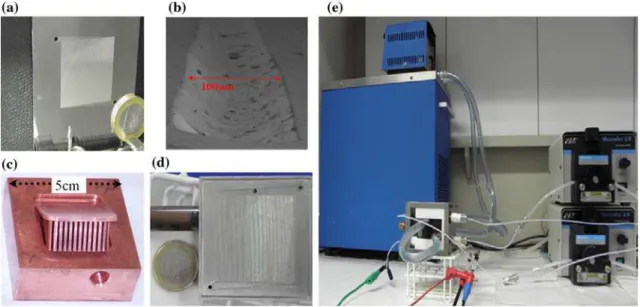 Fig. 5 Pictures of the microstructured electrodes and heater.