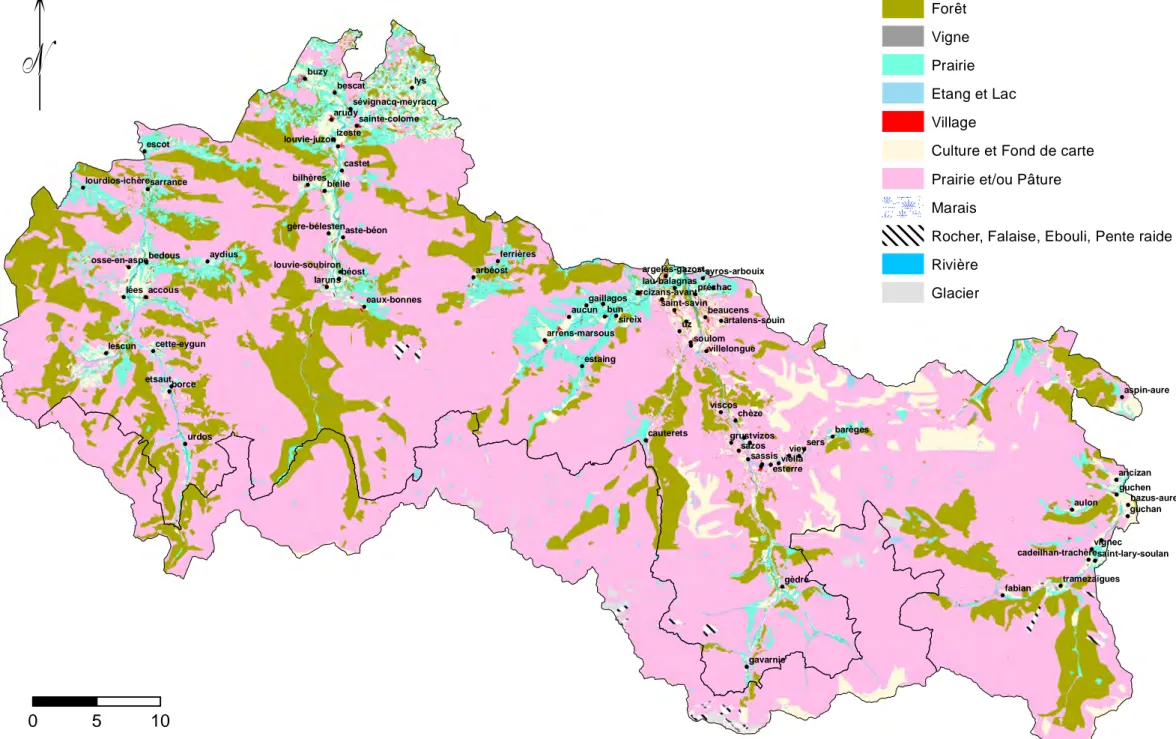 Figure 5. Occupation du sol des cartes minutes de l'état major sur le Parc National des Pyrénées  