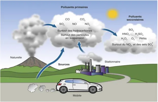 Figure 4: Formation des polluants primaires et secondaires dans l’atmosphère 