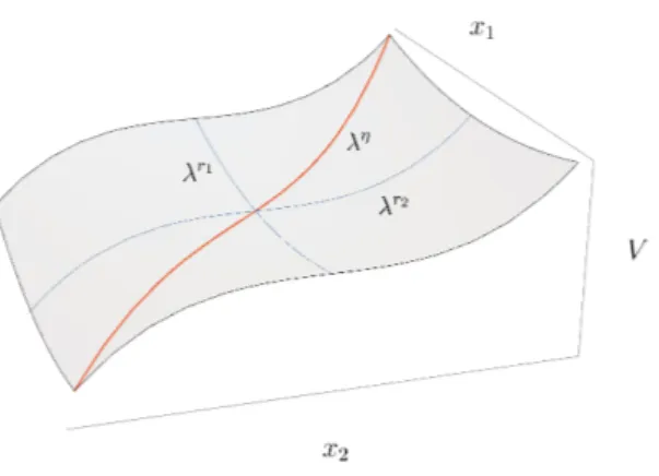Figure 1.4 – Plot of the r-homogeneous function V (x) = x 2 1 + x 3 2 .