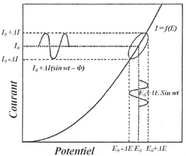 Figure II-2  : Système électrochimique non linéaire soumis à une perturbation sinusoïdale  [Gab91] 