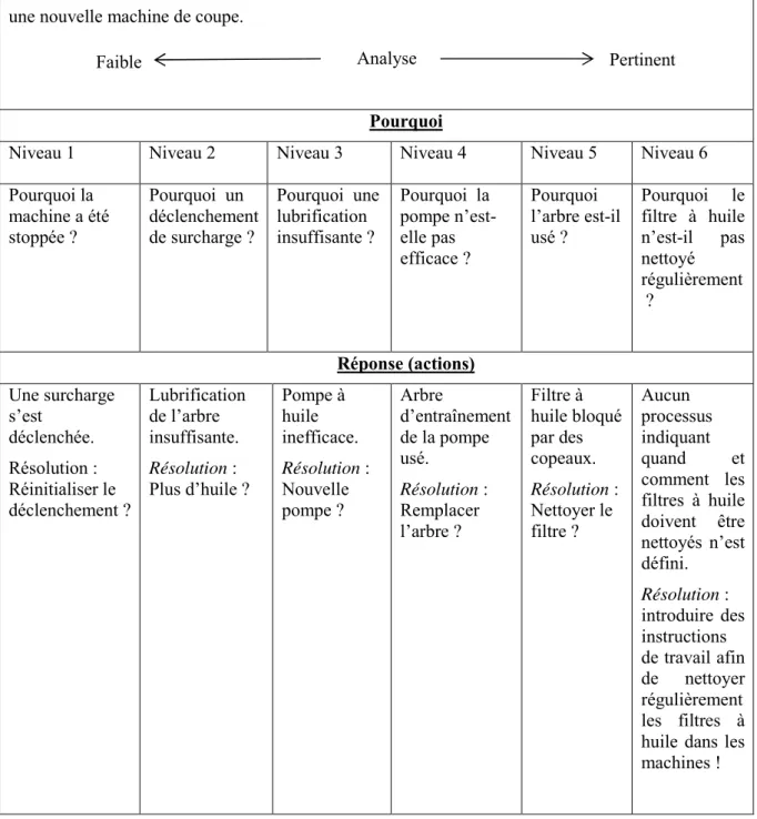 Figure 9 : le mécanisme de décomposition du problème aux hypothèses : 5 Pourquoi 