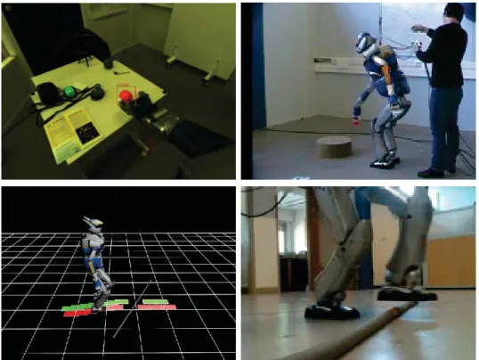 Figure 1.6: Experiments on HRP-2 using the real-time footstep optimization