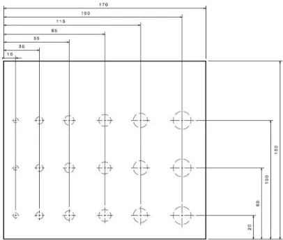 Figure 2.2 – Vue de dessus du matériau monolithique avec inserts Téflon ® - Position- Position-nement des inserts