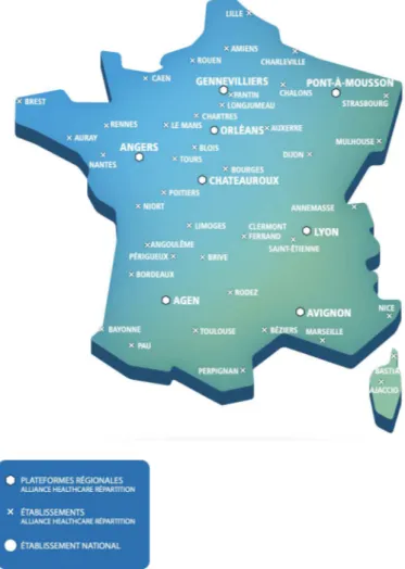 Figure 10 : Établissement Alliance Healtcare répartition en France. (32) 