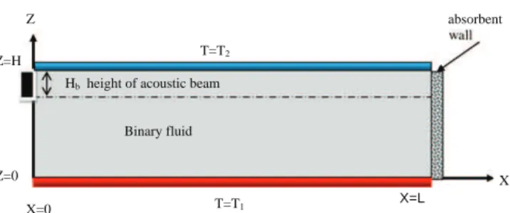 Fig. 1. Geometrical configuration of the cell submitted to an ultrasound beam.
