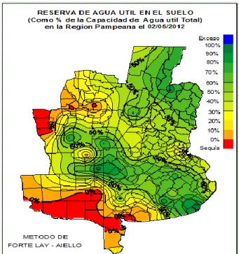 Figure 6 : Humidité des sols de la zone pampéenne au 2 mai 2012  
