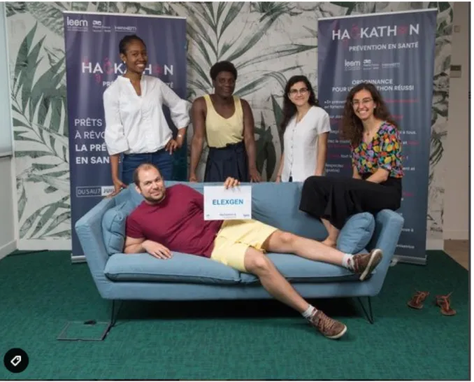 Figure 9 : Photo de l’équipe à laquelle j’ai participé lors du Hackathon du LEEM. 