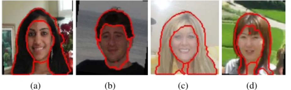 Figure 2.8 – Quatre résultats de segmentation des cheveux : deux corrects et deux erronés - Source [45]