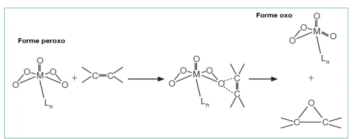 Figure 1-54 : Hypothèse de mécanisme pour l'époxydation de l'oléfine en phase organique  [119] 