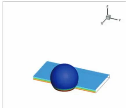 Figure 11: Thermal field in the liquid and heat flux on the bubble shape at t 0