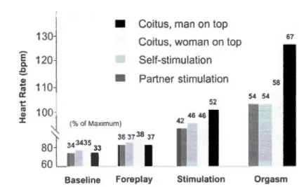 Fig. 1.1  Fréquences cardiaques durant 1' activité sexuelle (Bohlen et al, 1984) 