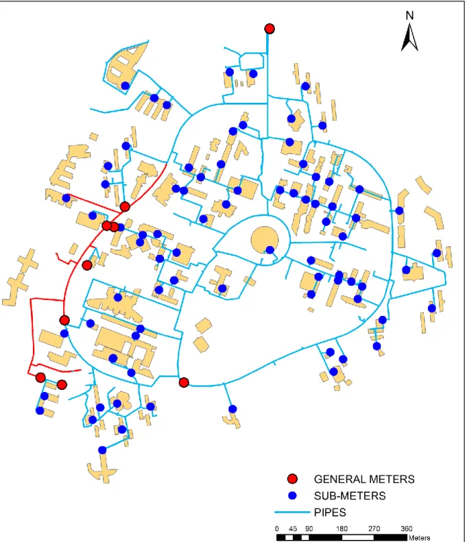 Figure 3.5: Distribution of the general and sub-meters in the campus 
