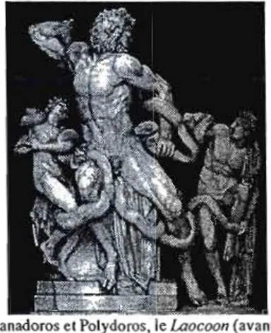 Fig. 8.  Hagesandre, Athanadoros el Polydoros, le Laocoon (avant la  restauration du bras),  art de Pergame, marbre, Musée du  Vatican