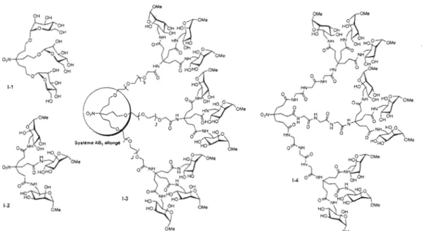 Figure 24.  Clusters  mannosylés synthétisés  par  Lindhorst  el  al  en  tant  que  ligands  de  FimH  de  E