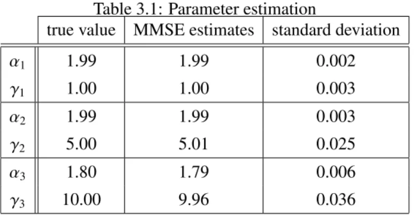 Table 3.1: Parameter estimation