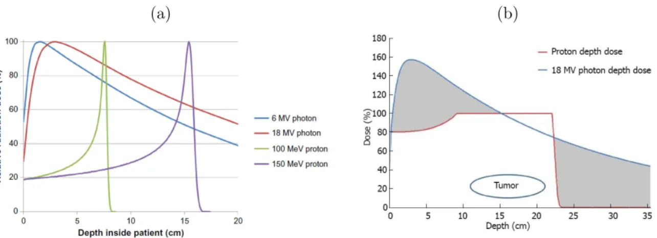 Figure 0.1 – Rendements en profondeur avec des rayons X et des protons, extrait de Wang et al