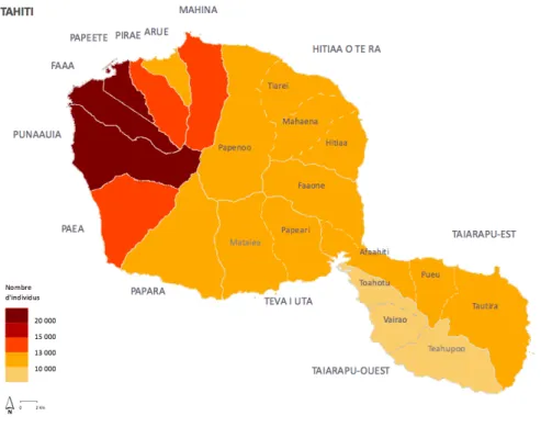Figure 5 : Répartition de la population de Tahiti en 2017 (ISPF)(30) 
