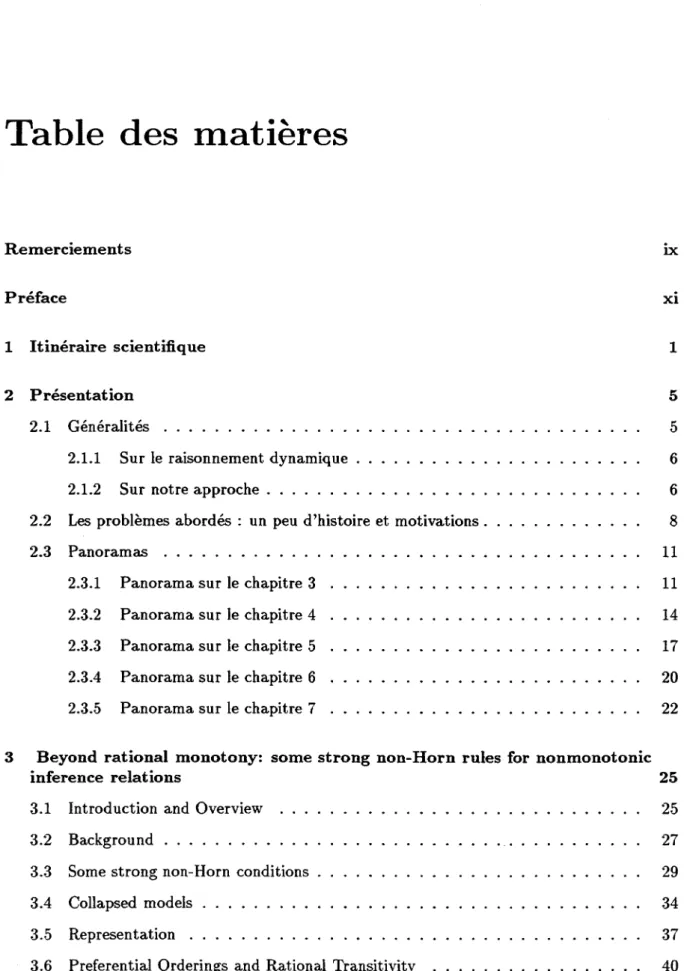 Table  des  matières  Remerciements  Préface  1  Itinéraire  scientifique  2  Présentation  2.1  Généralités 