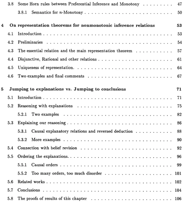 Table de  matières  47  50  4  On representation  theorems for  nonmonotonic  inference  relations 