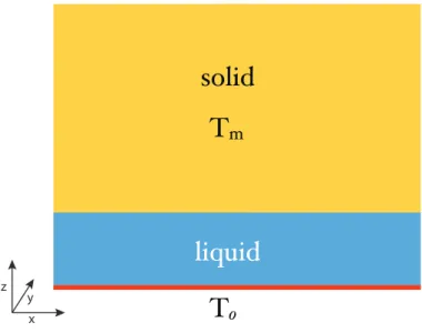 Figure 3.3 – Schematic diagram of the melting system. The system is filled with a pure solid at the temperature of melting (T m )
